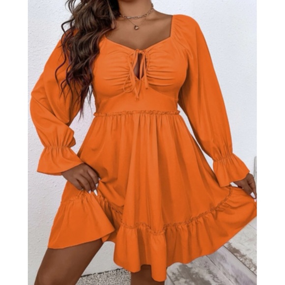 Dresses & Skirts - Boho plus size knot front flounce sleeve dress